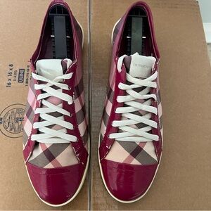 Burberry Hot Pink Canvas Sneakers.